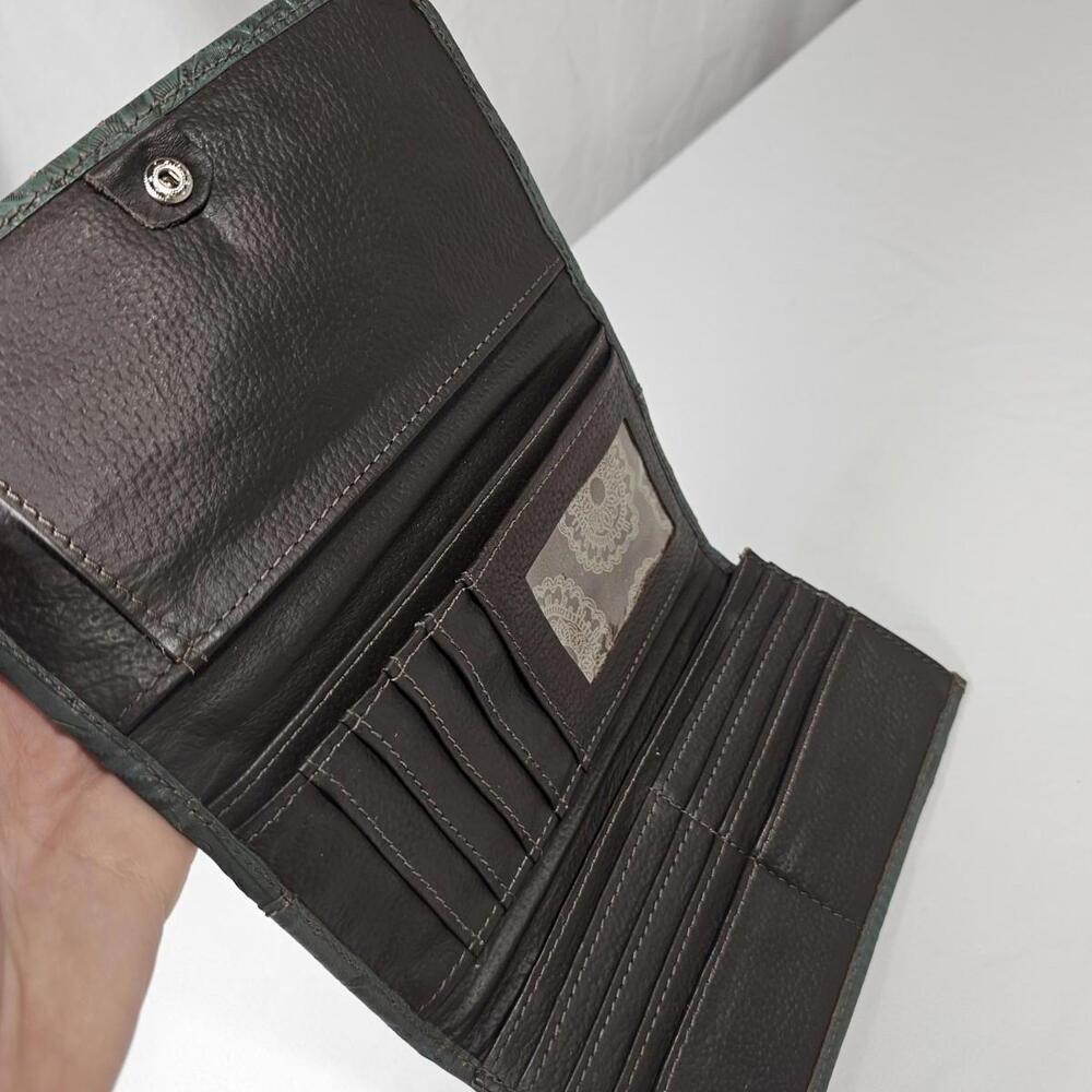 American West Women's Ladies Tri-Fold Wallet Turquoise-Vintage - Picture 6 of 10